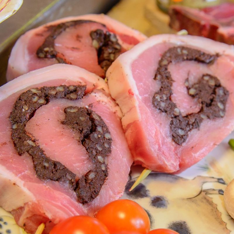 PORK LOIN ROULADE STUFFED WITH MAPLE AND BLACKPUDDING 1.5kg